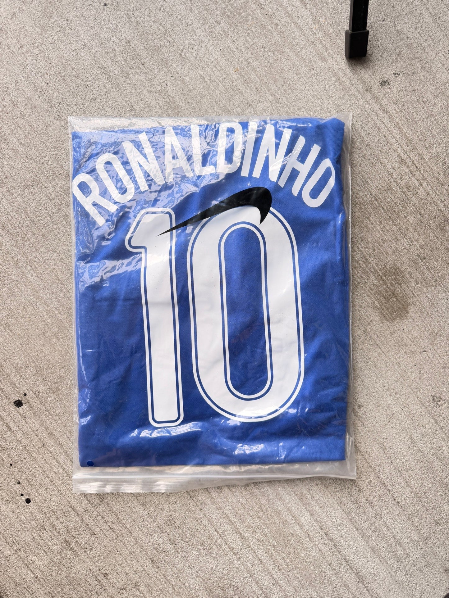 Brazil Ronaldinho #10 2006 Away Blue Retro Soccer Jersey Men