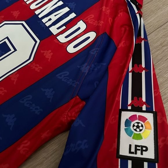 Barcelona Ronaldo Nazario #9 1996/97 Home Blue Red Retro Soccer Jersey Men