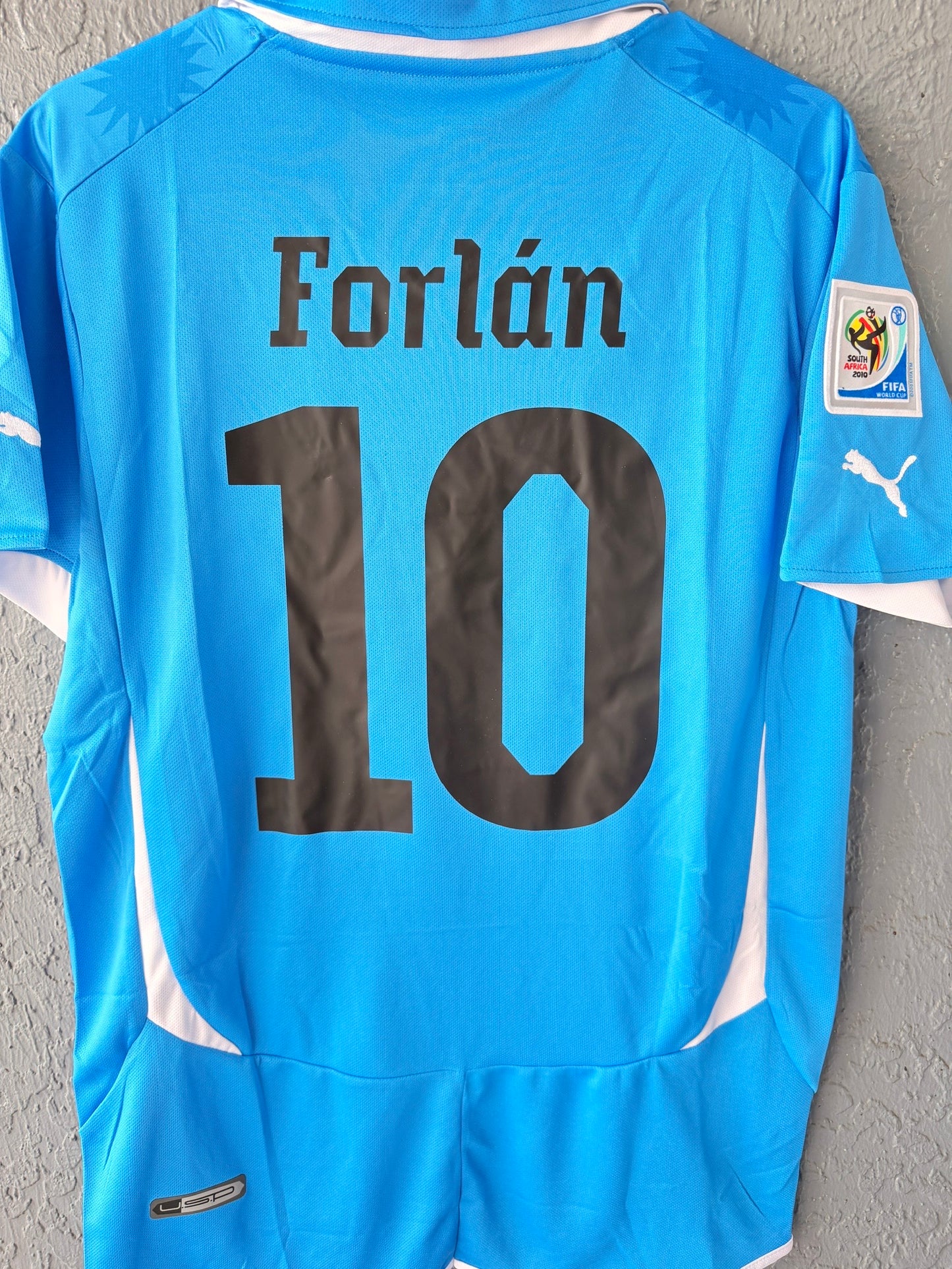 Uruguay Diego Forlan #10 2010 Home Blue Retro Soccer Jersey Men