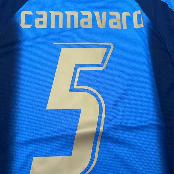 Italy Cannavaro #5 2006 Blue Retro Soccer Jersey Men
