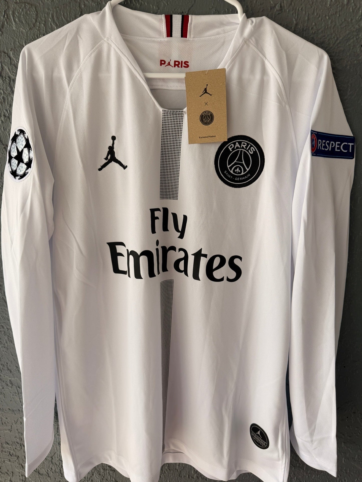 PSG Neymar Jr #10 2018/19 Away White Long Sleeve Soccer Jersey Men