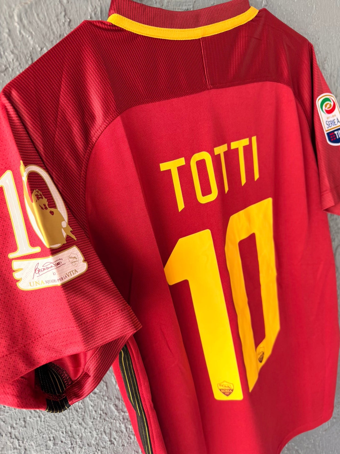 Roma Totti #10 2016/17 Farewell Tribute Home Red Soccer Jersey Men size