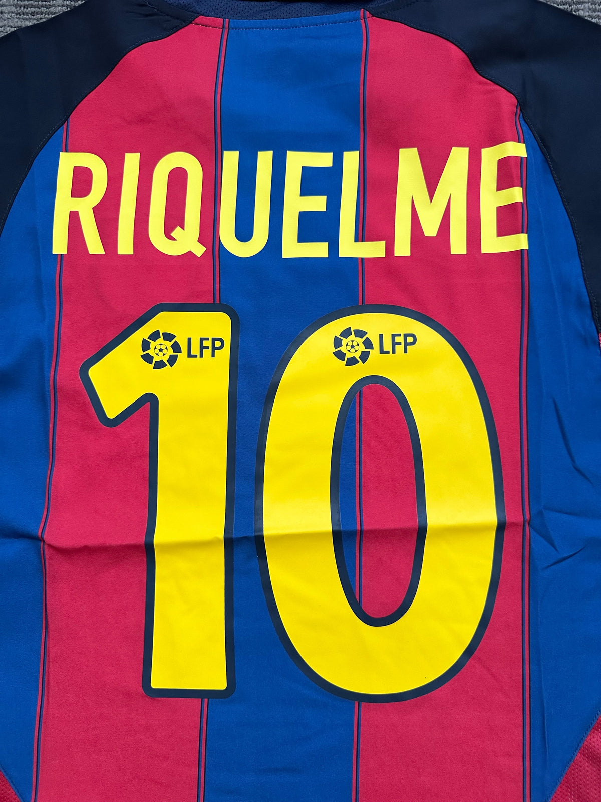 Barcelona Juan Roman Riquelme #10 2003/04 Home Blue Red Retro Soccer Jersey Men Size Deal