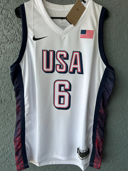 USA LeBron James #6 White Olympic Basketball Jersey Men