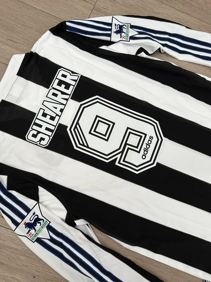 Newcastle Retro Jersey 95/97 Home Black White – Alan Shearer #9 – Long Sleeve – Men’s