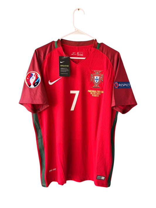 Portugal Cristiano Ronaldo Final 2016 Soccer Jersey Eurocup Home Red Men Size
