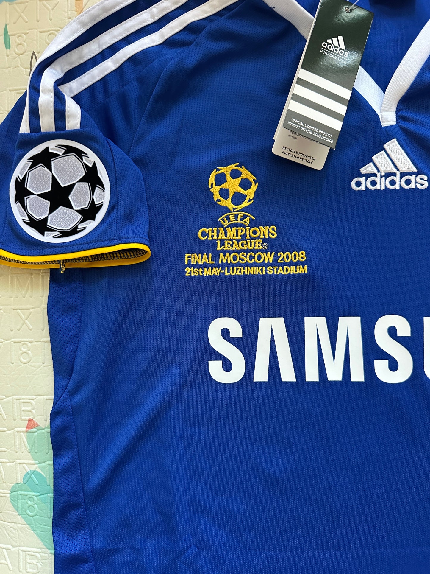 Chelsea Lampard Final Champions Soccer Jersey 2008 Blue Size Regular Men