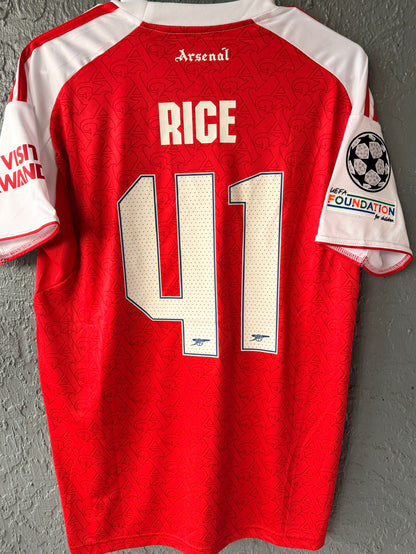 Arsenal Declan Rice 2026 Champions Final Home Red Soccer Jersey Men