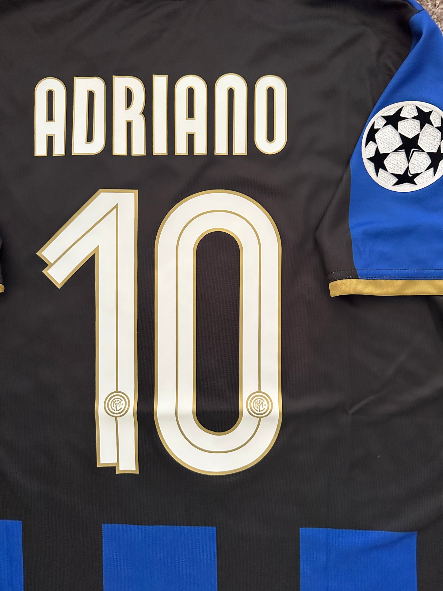 Inter Milan Adriano Soccer Jersey Home Champions League Men