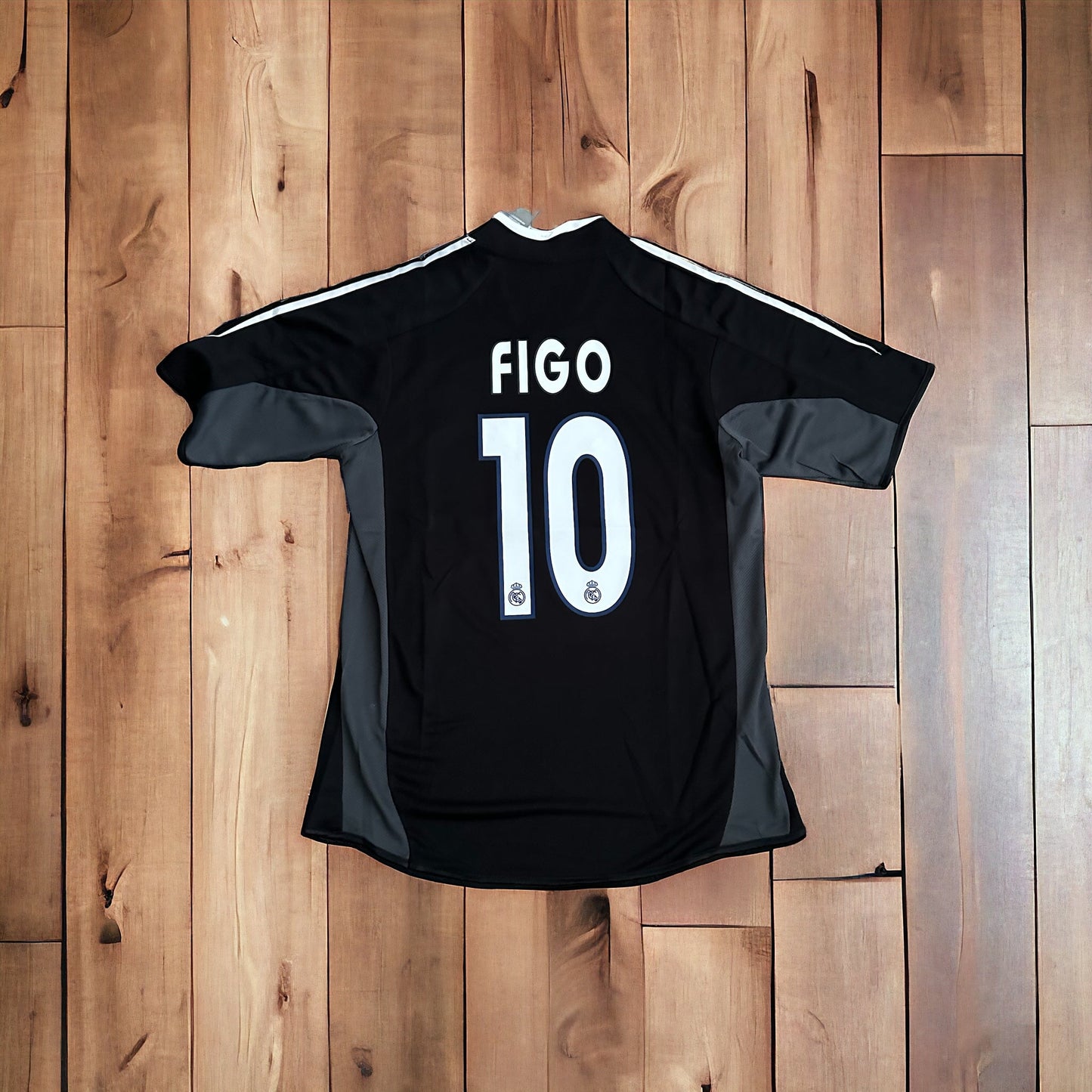 Real Madrid Luis Figo #10 2004/05 Black Away Retro Soccer Jersey Men