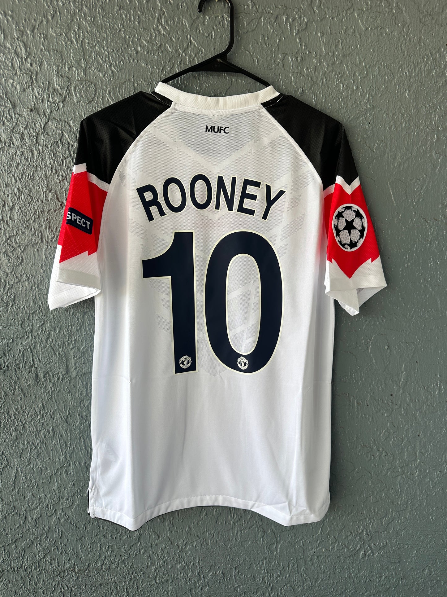 Manchester United 2011 Final UCL Wayne Rooney #10 Soccer Jersey White Men Size