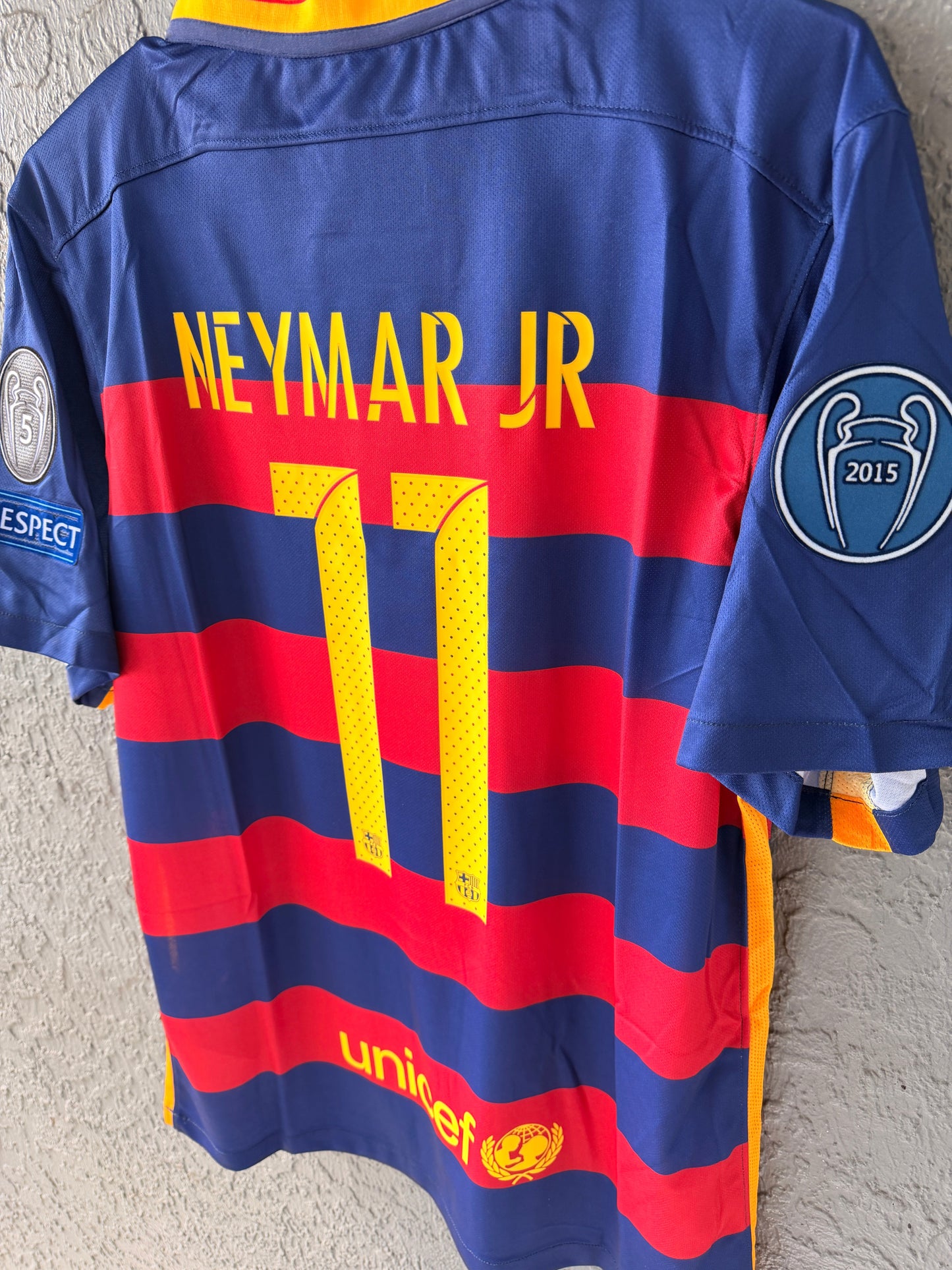 Barcelona Neymar Jr #11 2015/16 Home Blue Red Soccer Jersey Men