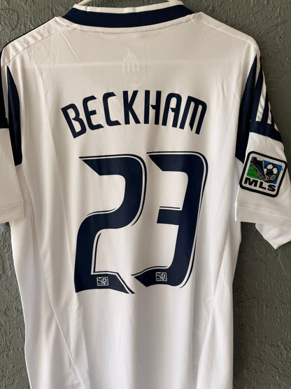 LA Galaxy 2012 Home Retro Soccer Jersey – David Beckham #23 – White – Men’s