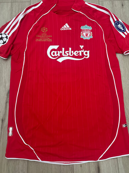 Liverpool 2007 UCL Final Retro Soccer Jersey – Steven Gerrard #8 – Home Red – Men’s