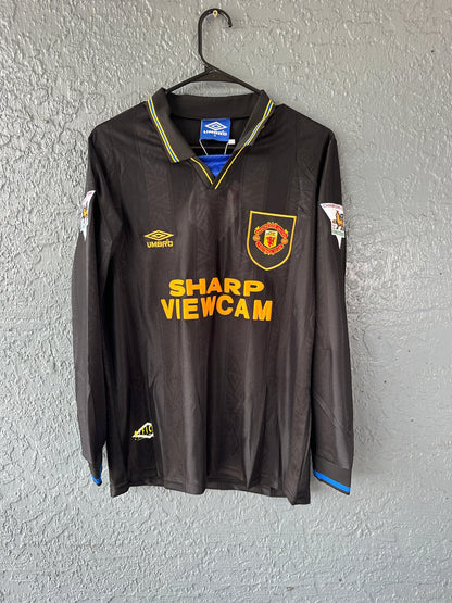 Manchester United Eric Cantona #7 Away Black Retro Soccer Jersey 93/95 Men Size