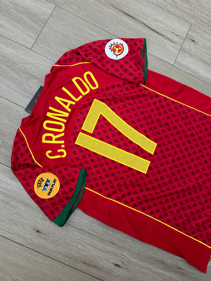 Portugal 2004 Home Retro Soccer Jersey – Cristiano Ronaldo #17 – Euro Final – Red – Men’s