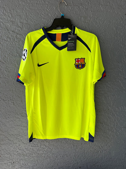 Barcelona Ronaldinho #10 Retro Soccer Jersey Away Yellow 05/06 UCL Men Size Team