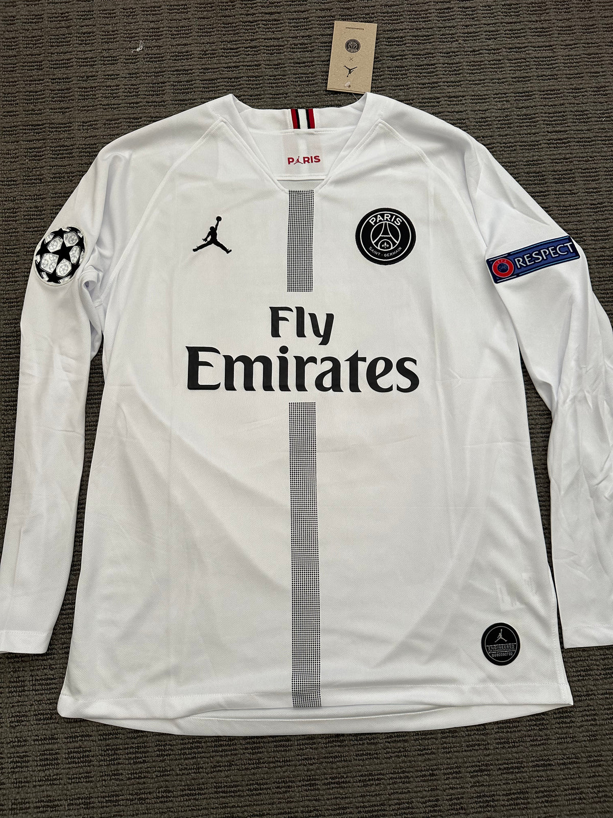 PSG Neymar Jr #10 2018/19 Away White Long Sleeve Soccer Jersey Men