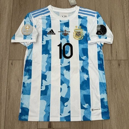 Argentina Messi 10 Soccer Jersey  Home Albiceleste 2021 Copa America Final Men