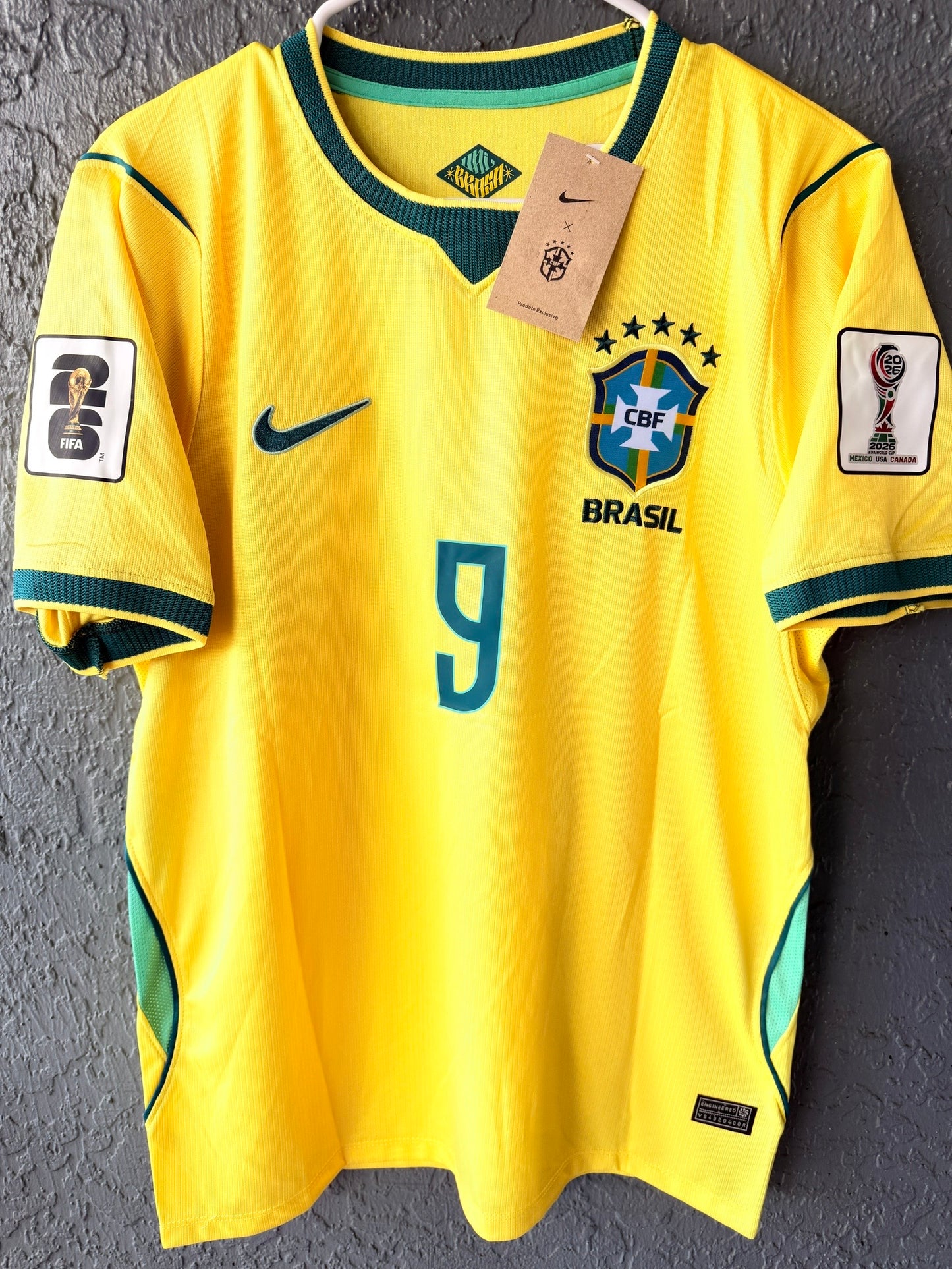 Brazil Endrick #9 2026 Home Yellow Soccer Jersey Men