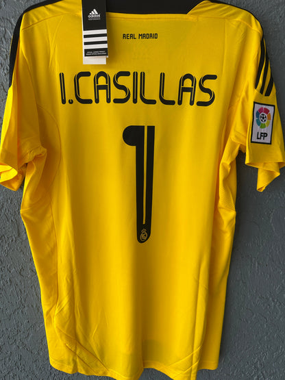 Real Madrid 2011/12 Home Retro Soccer Jersey – Iker Casillas #1 – Yellow – Men’s