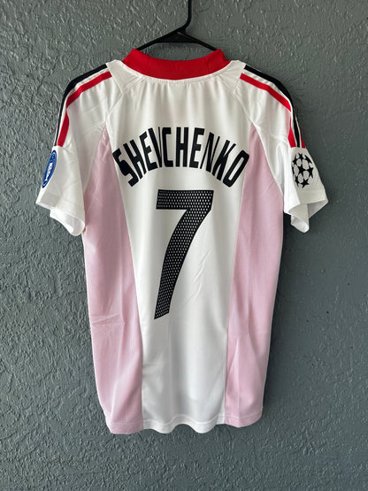 Milan 2003 UCL Final Andriy Shevchenko #7 Away Soccer Jersey White Men Team Size
