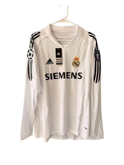 Real Madrid 2003/04 Retro Soccer Jersey – David Beckham #23 – White Long Sleeve Men