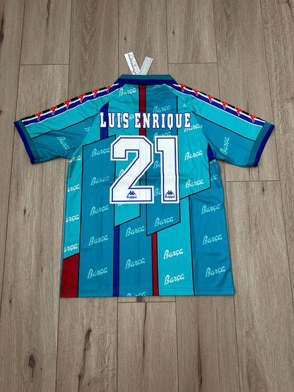 Barcelona 1996/97 Away Retro Soccer Jersey – Luis Enrique #21 – Blue – Men