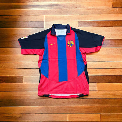 Barcelona Juan Roman Riquelme #10 2003/04 Home Blue Red Retro Soccer Jersey Men Size Deal
