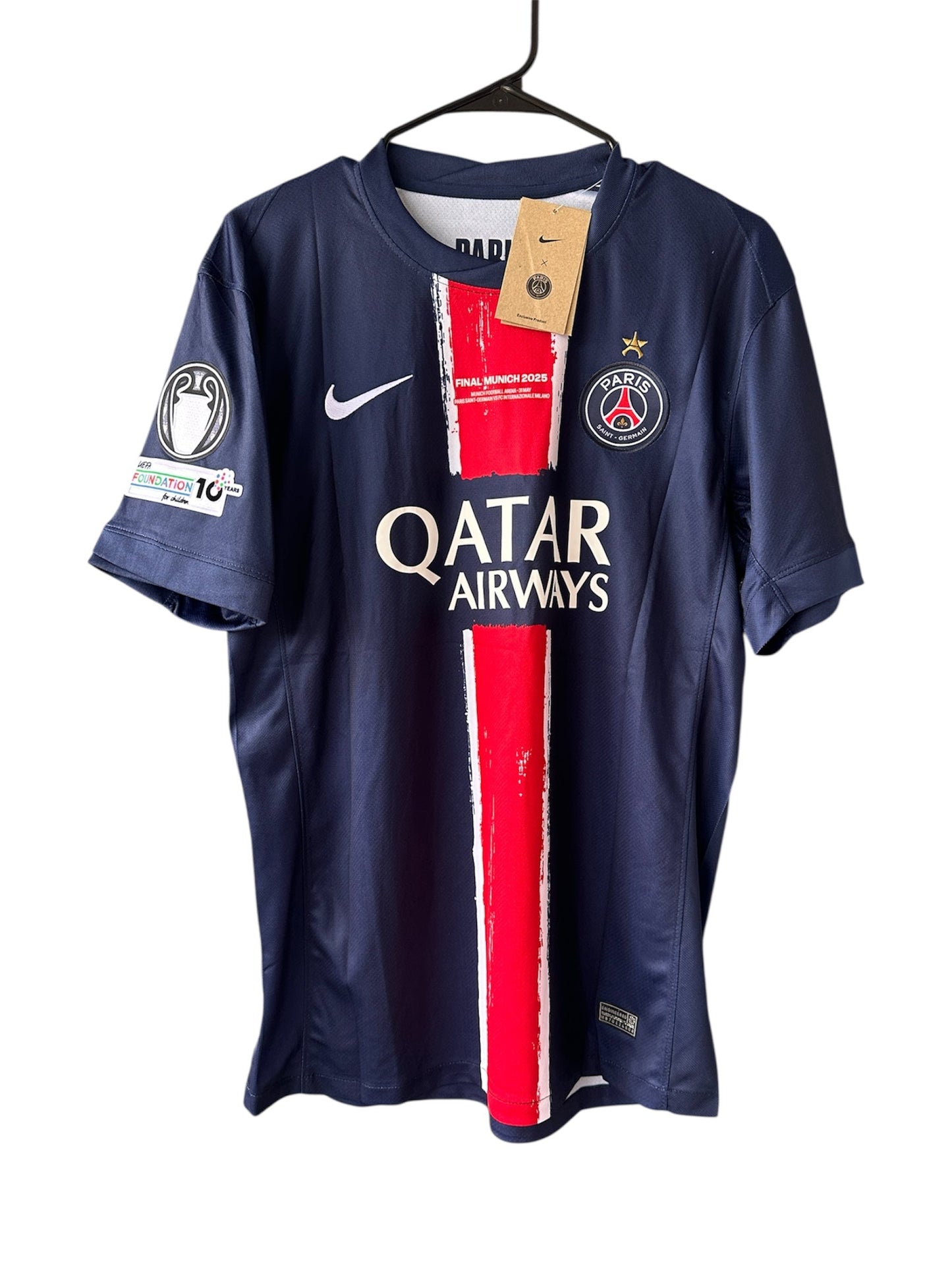 PSG 2024/25 Home Champions Final Soccer Jersey – Kvaratskhelia #7 – Blue – Men’s