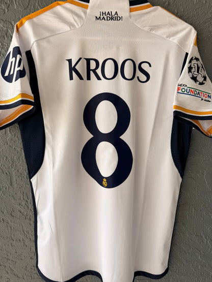 Real Madrid Final 2024 Toni Kroos #8 Home White Soccer Jersey Men Shirt Size