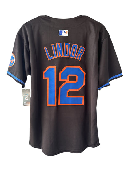 New York Mets Francisco Lindor Baseball Jersey Black Men Size