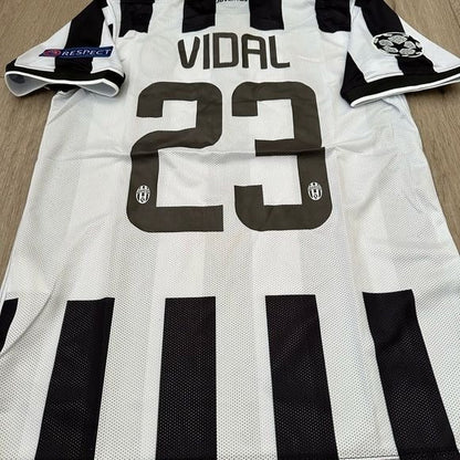Juventus Arturo Vidal #23 Retro Soccer Jersey 2014/15 Home Black White Men Size