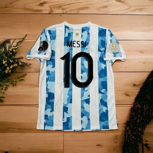 Argentina Messi 10 Soccer Jersey  Home Albiceleste 2021 Copa America Final Men
