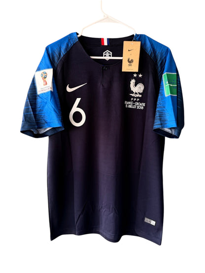 France Pogba #6 2018 Final Blue Retro Soccer Jersey Men
