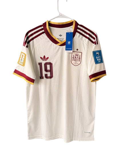 Spain Lamine Yamal #19 2026 Away Cream Soccer Jersey Men