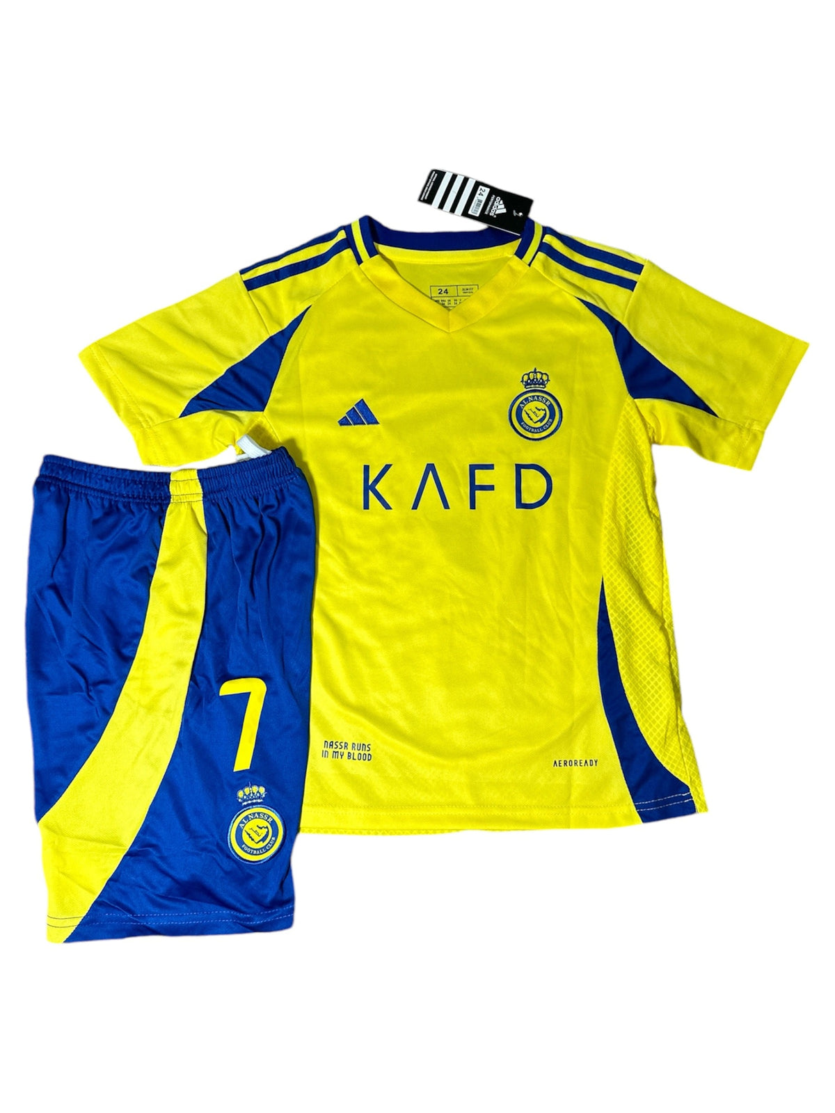 Al Nassr Cristiano Ronaldo #7 Yellow Soccer Jersey Kids Youth Size 18 Deal