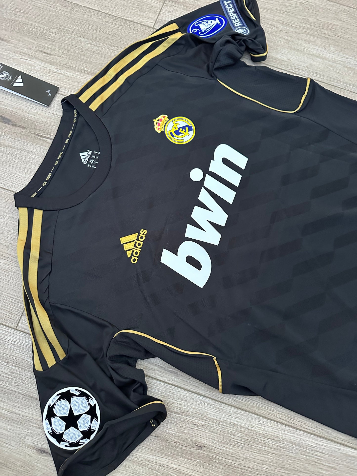 Real Madrid Cristiano Ronaldo #7 2011/12 Away Black Gold Soccer Jersey Men