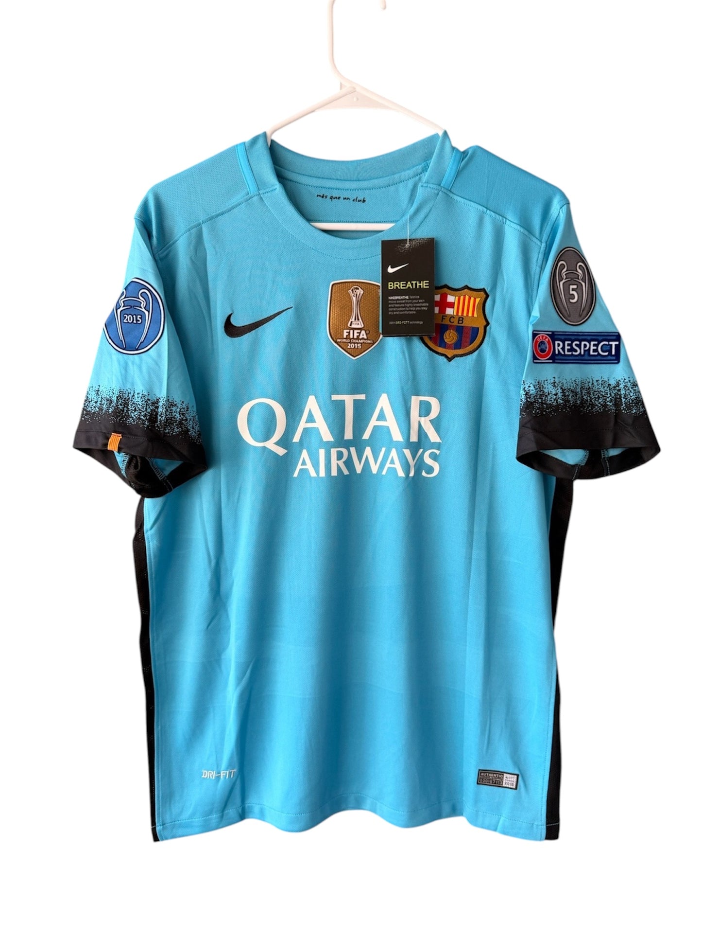 Barcelona Messi #10 2015/16 Away Blue Retro Soccer Jersey Men