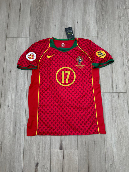Portugal 2004 Home Retro Soccer Jersey – Cristiano Ronaldo #17 – Euro Final – Red – Men’s