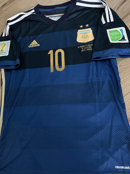 Argentina Lionel Messi #10 2014 Final Home Blue White Retro Soccer Jersey Men