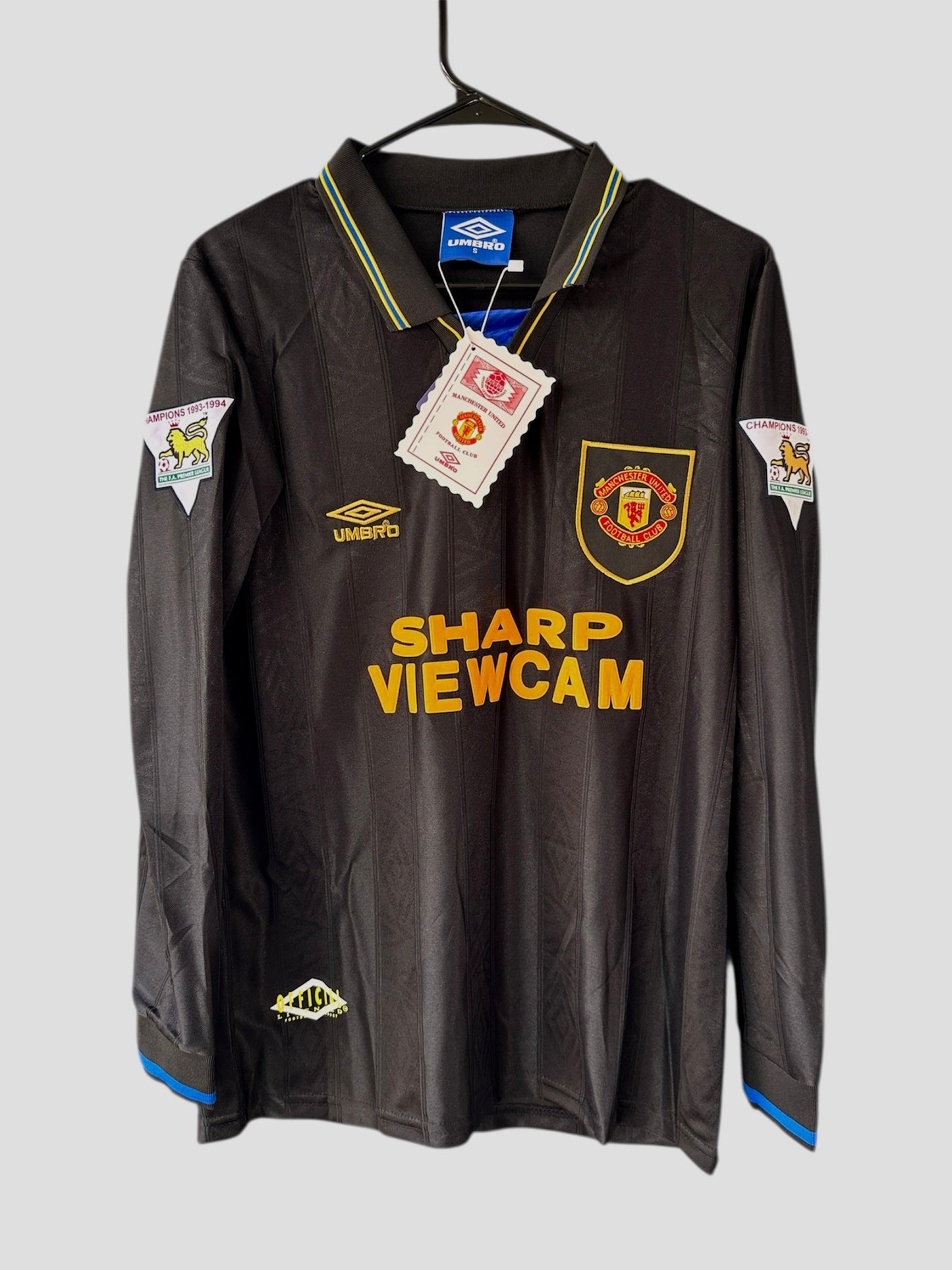 Manchester United Eric Cantona #7 Away Black Retro Soccer Jersey 93/95 Men Size