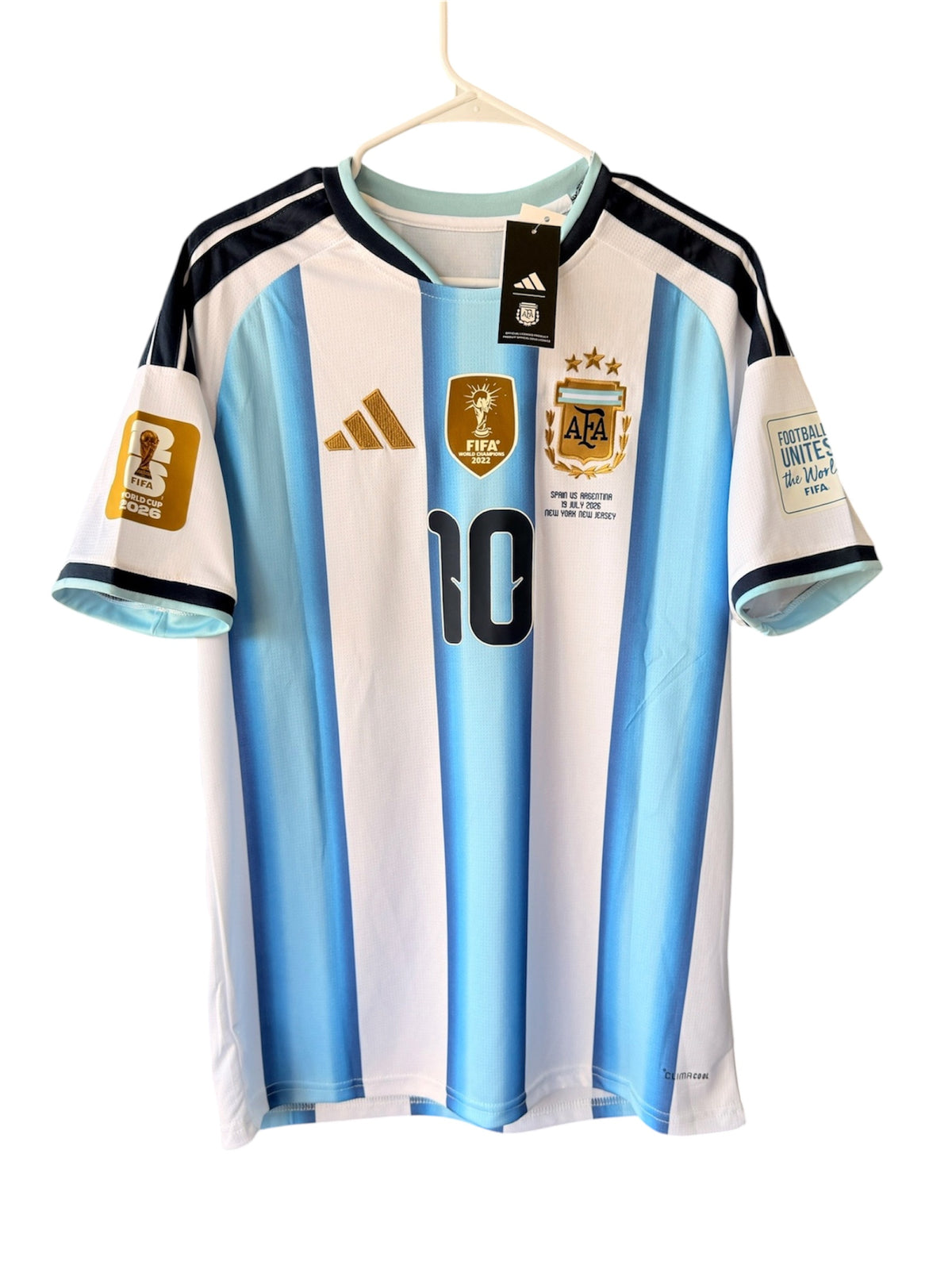 Argentina Lionel Messi #10 2026 Final Home Blue White Soccer Jersey Men Size