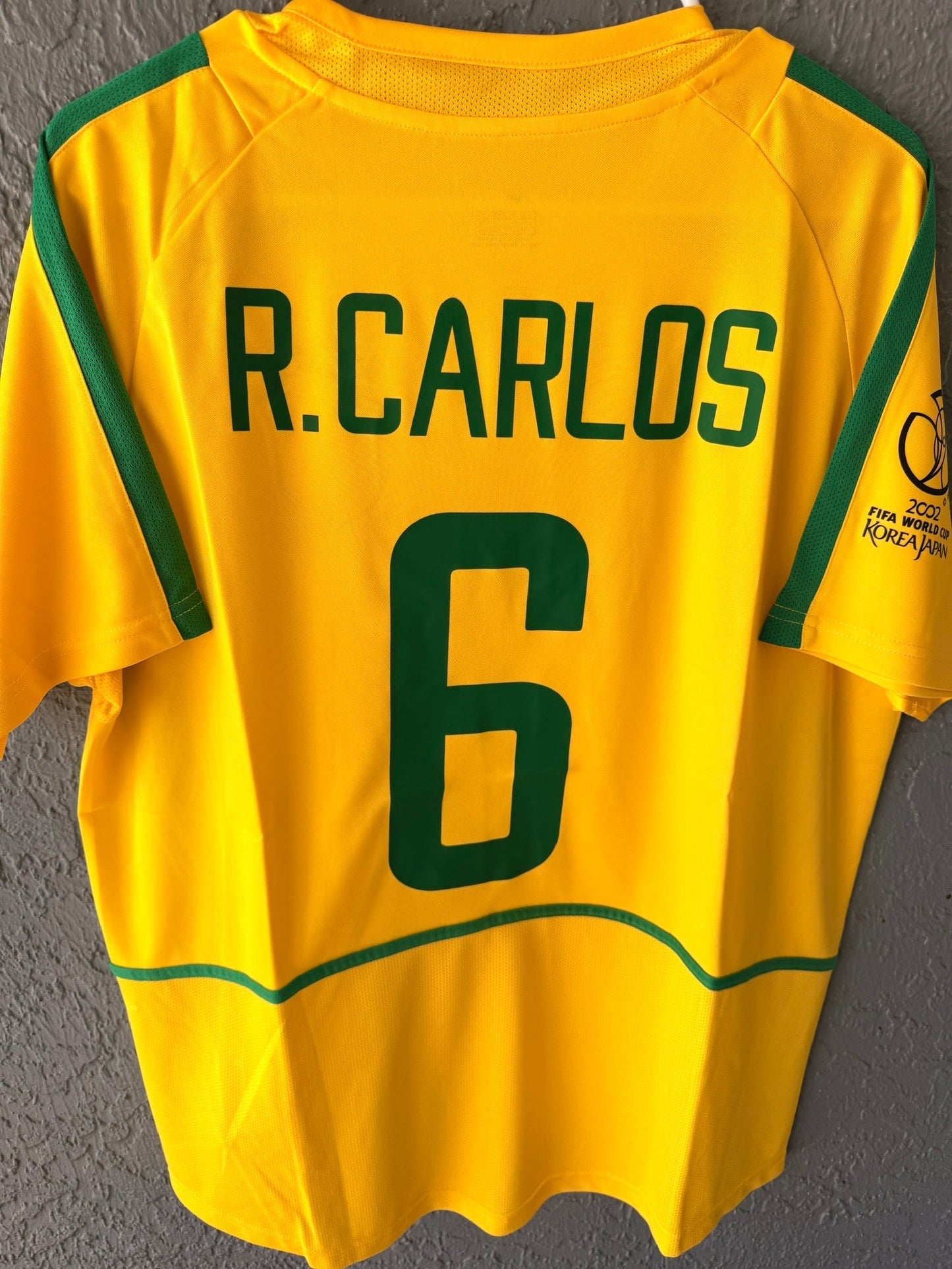 Brazil Ronaldo #6 2002 Yellow Retro Soccer Jersey Men