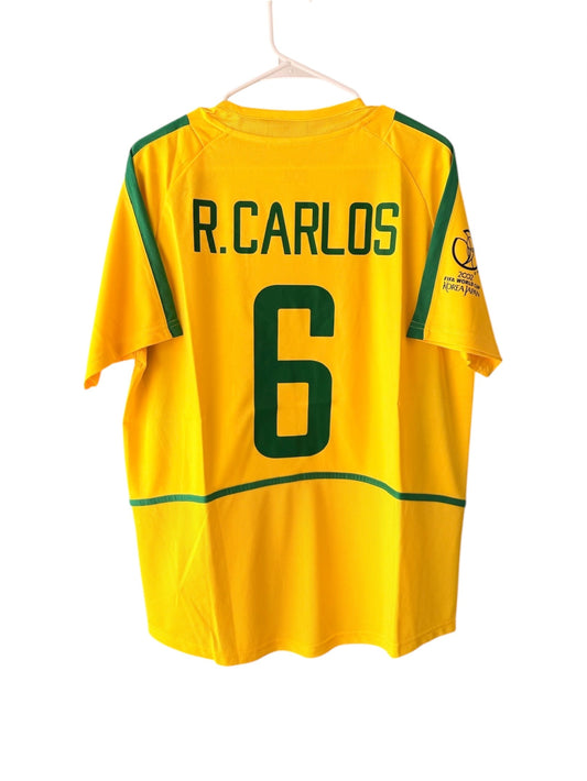 Brazil Ronaldo #6 2002 Yellow Retro Soccer Jersey Men