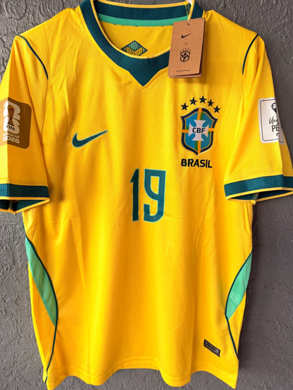 Brazil Endrick #19 2026 Home Yellow Soccer Jersey Men
