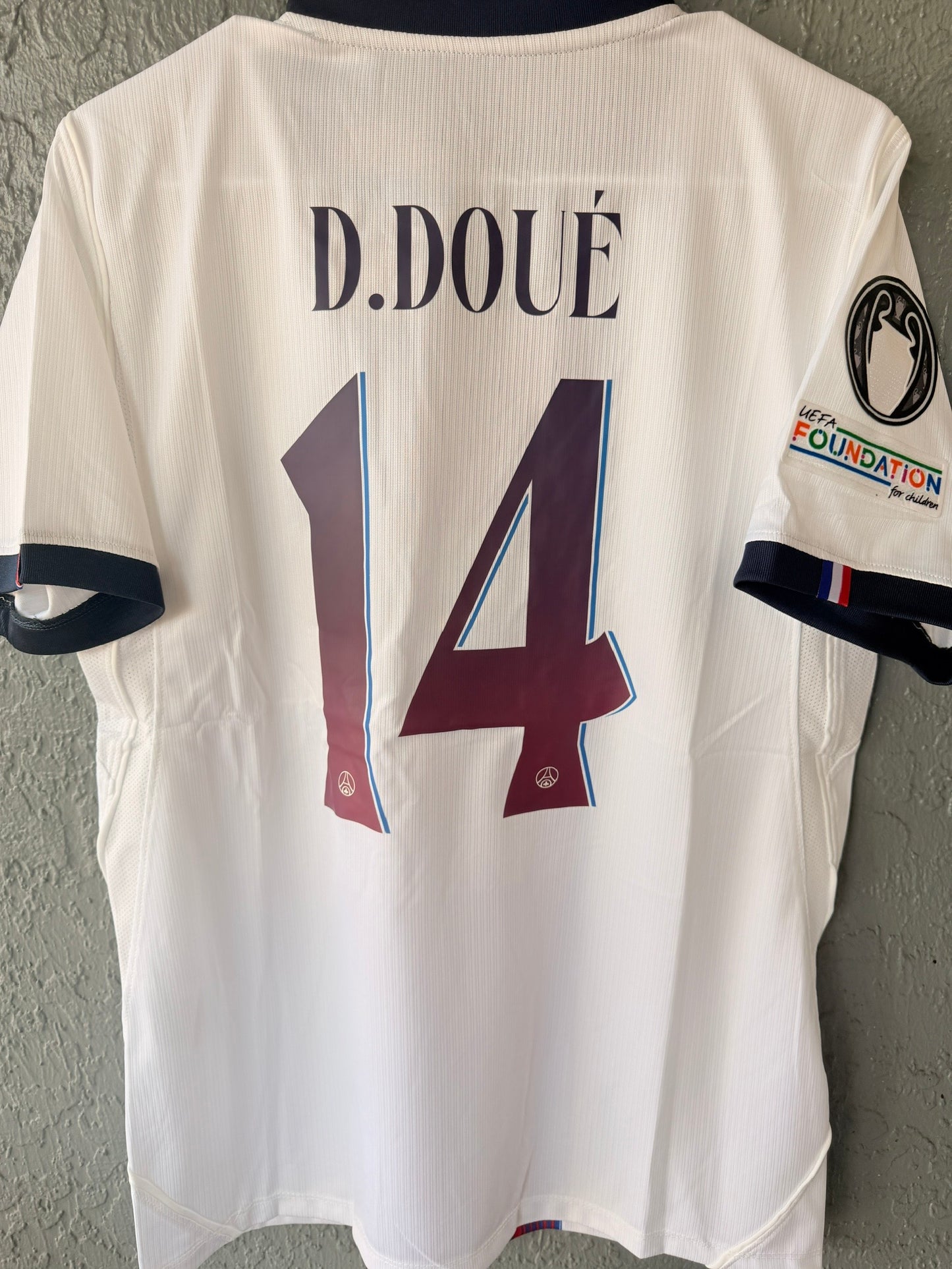 PSG Doue #14 2026/27 Away White Soccer Jersey Champions Men Size