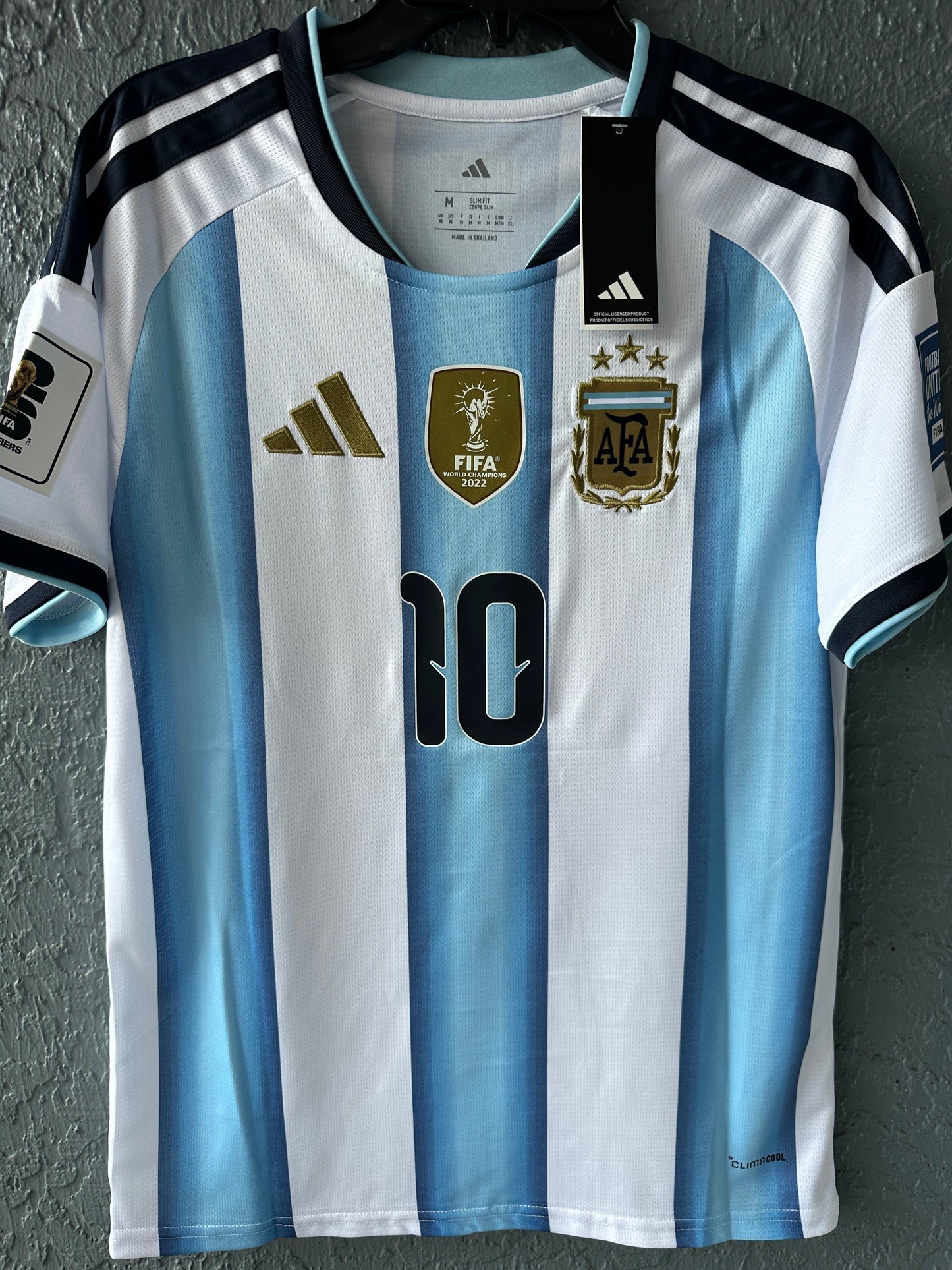 Argentina Lionel Messi 2026 World Cup Home Soccer Jersey Blue White Men