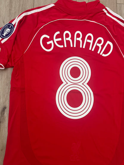 Liverpool 2007 UCL Final Retro Soccer Jersey – Steven Gerrard #8 – Home Red – Men’s