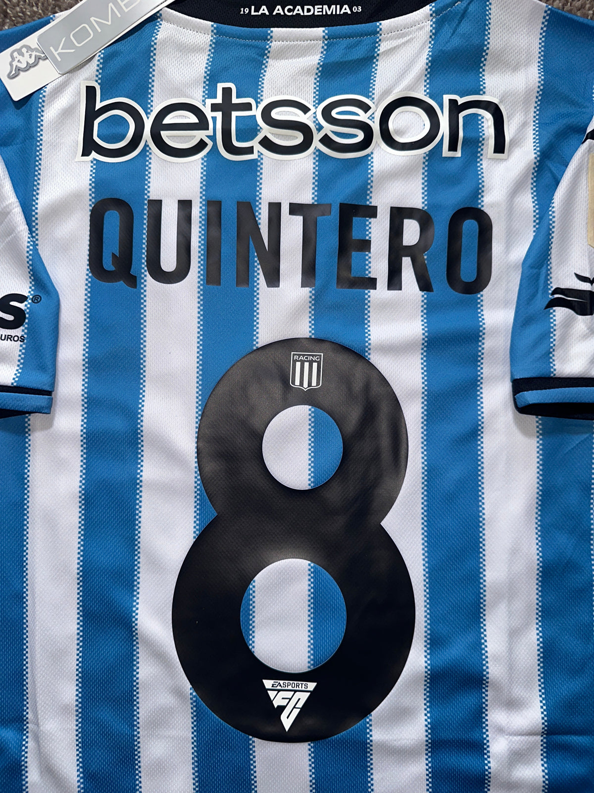 Racing Quintero Jersey Home Blue #8 Player Version Men size
